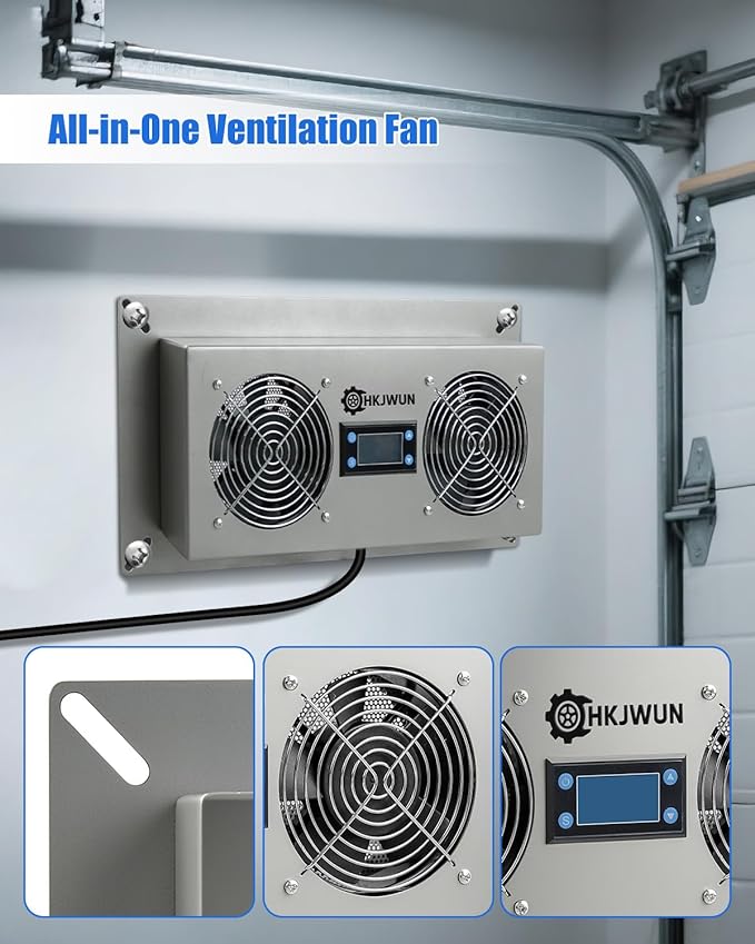 220 CFM Airflow Crawl Space Ventilation Fan with Temperature & Humidity Controller, 304 Stainless Steel Exhaust Fan for Basement Garage Attic Hydroponics & Grow Tents, Airflow & Moisture Control