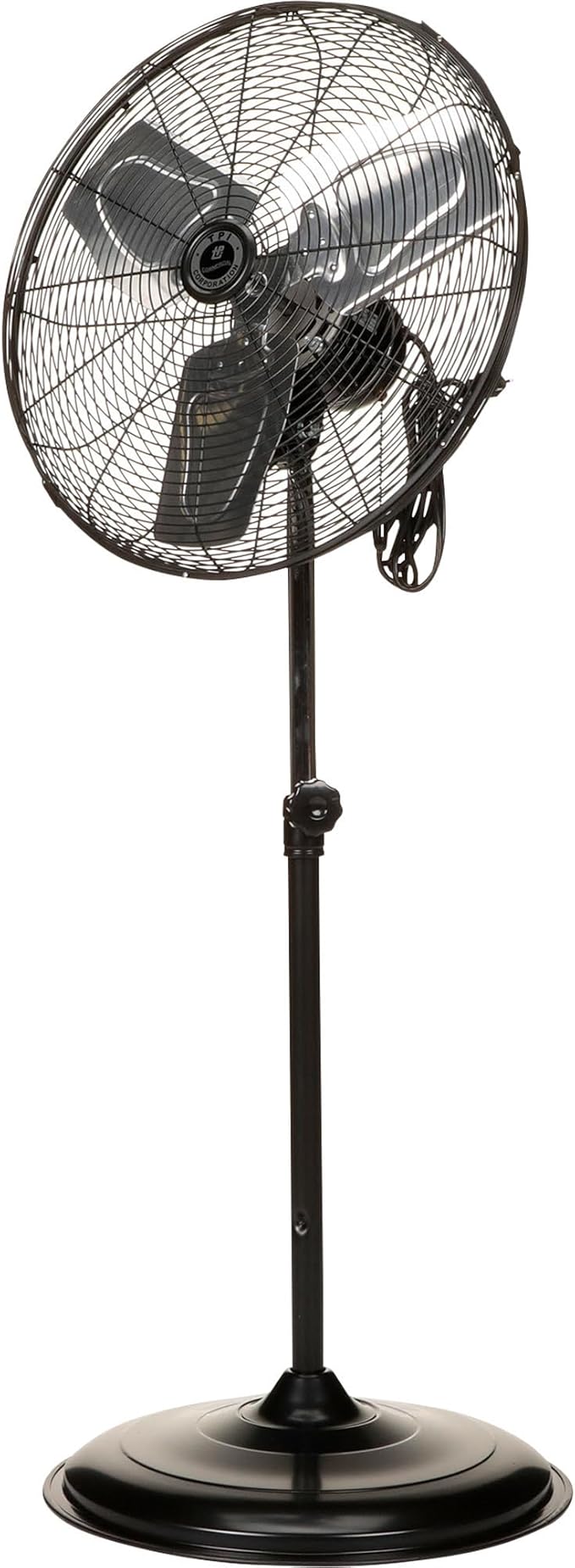 TPI Corporation CACU-20-P Air Circulator Commercial Pedestal Fan - 120v High Velocity Standing Fan for Versatile Use - Single Phase Non oscillating Aluminum Blade Fan - UL/C-UL Listed, Black