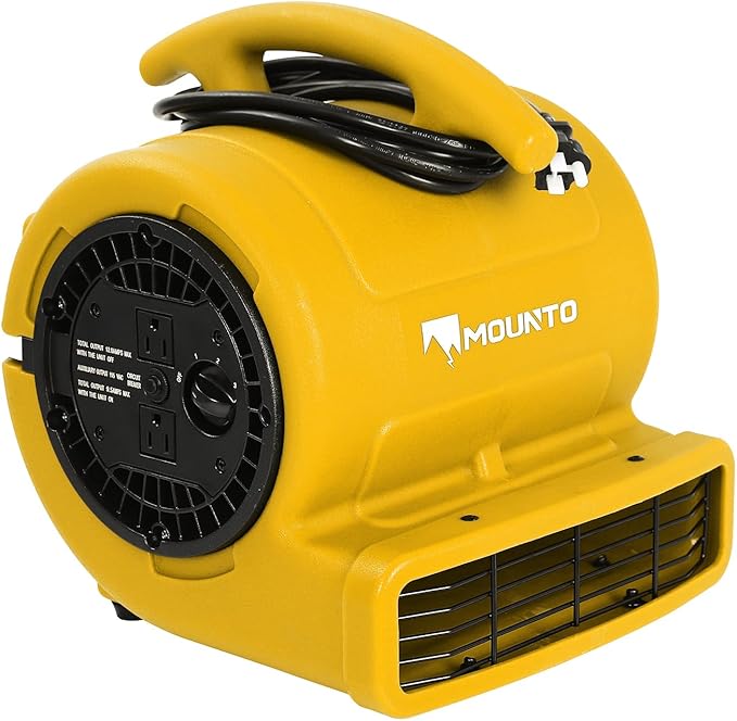 MOUNTO 1/4hp 1000CFM 2 Speed Air Mover Carpet Dryer Floor Fan Cooling Fan (Yellow)