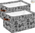 Farmhouse Country Storage Bins Cubes Waterproof Cloth Storage Basket, Vintage French Garden Horse Swan Foldable Storage Bags for Shelf Closet Clothes Organizers with Handles 15x11x9.5 in 2PCS