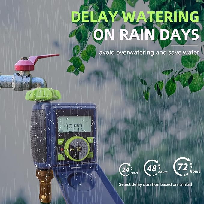 Single Water Timer Garden Irrigation Controller Sprinkler Hose Timer with Big Dial&Large LCD Screen Automatic Electronic Solenoid Valve