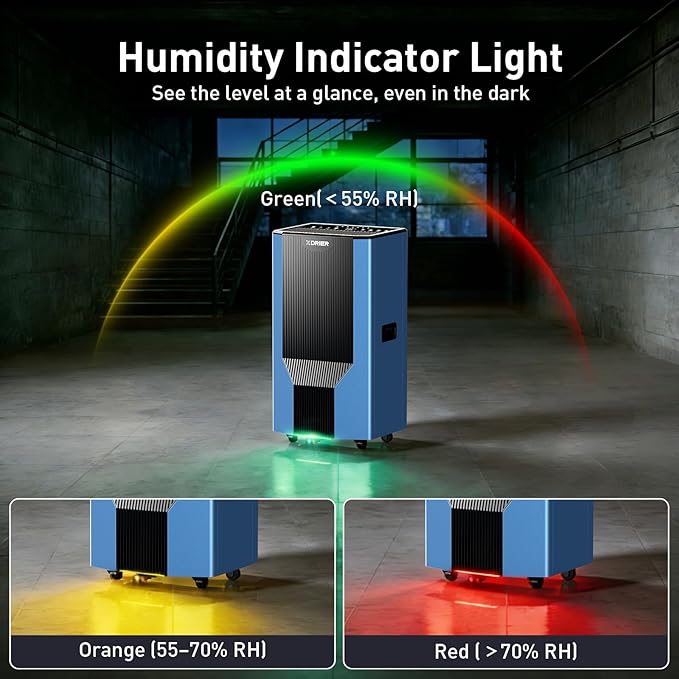 198 PPD Commercial Dehumidifier with Pump & Drain Hose, LGR Technology, Auto Defrost, for Basements, Large Rooms, Warehouses & Storage Areas, 5-Year Coverage
