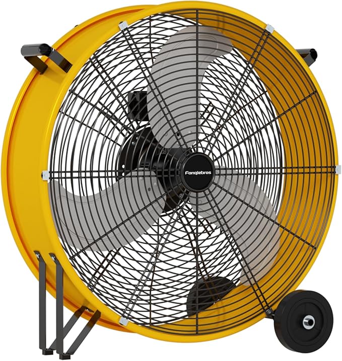 30 inch Industrial Drum Fan, 14000 CFM High-Velocity Heavy Duty Floor Fan with 3 Speeds & 5-Inch Wheels for Warehouse, Workshop, Factory & Garage – UL Listed
