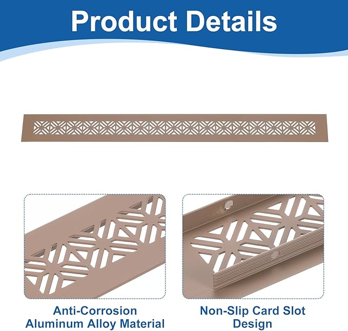 uxcell Aluminum Alloy Air Vents, 500 x 50mm / 19.7 x 2" Rectangle Louvered Ventilation Grille Cover with Mounting Screws for Door Cabinet Wardrobe, Brown