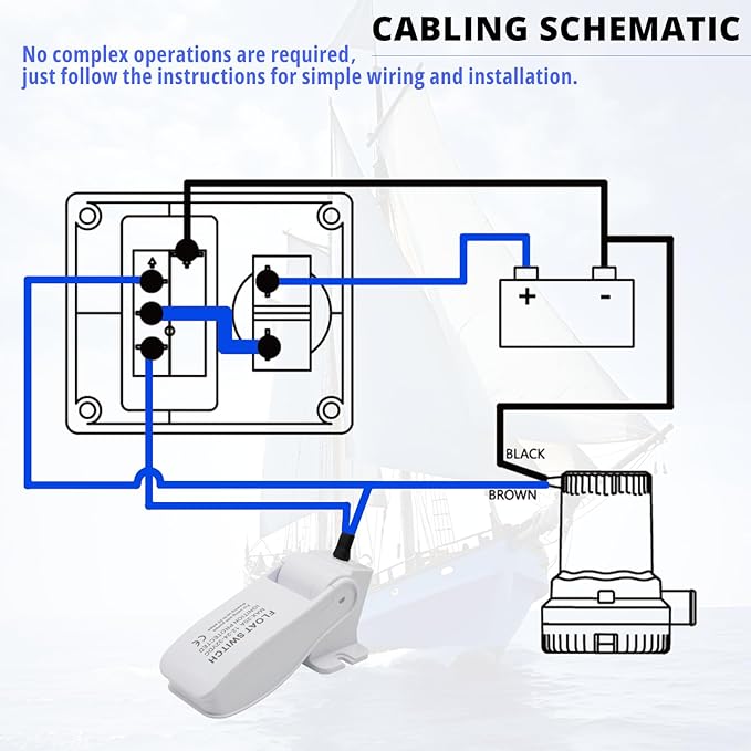 Automatic Bilge Pump Float Switch, Marine Bilge Pump Switch, Auto Float Switch for Boat, DC 12V/24V/32V Ignition Protected for Marine Electric Water Pumps