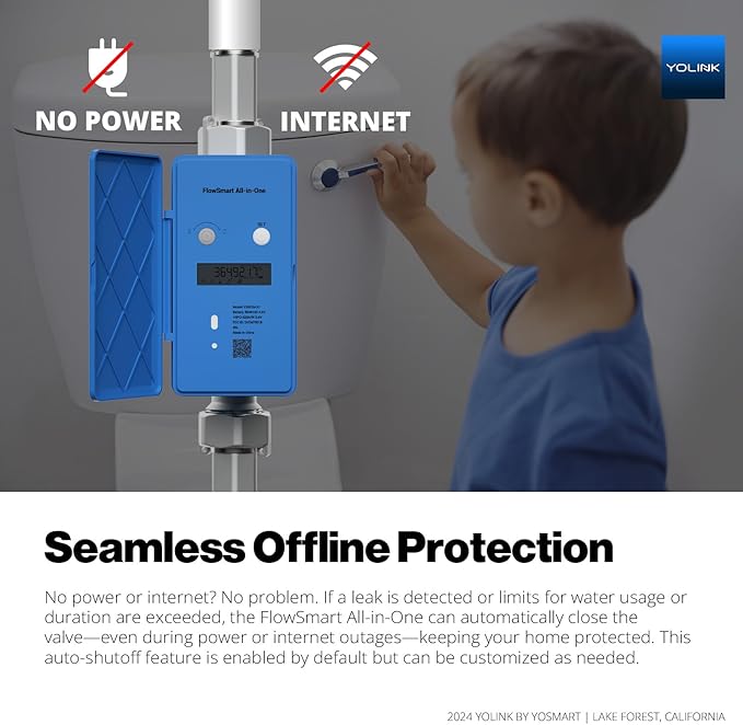 NSF Certified YoLink FlowSmart All-in-One Smart Water Meter & Auto Shutoff for 2" Pipes, LoRa Long-Range, Real-Time Leak Detection, 10-Year Battery, 80+ Device Ecosystem, Hub Included - YS5018
