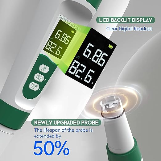 5-in-1 Digital Water Quality Tester with TDS/EC/pH/Salinity/Temperature, Backlit LCD Display, Portable Water Quality Tester for Drinking Water, Hydroponics, Aquariums, Swimming Pools & Laboratories.