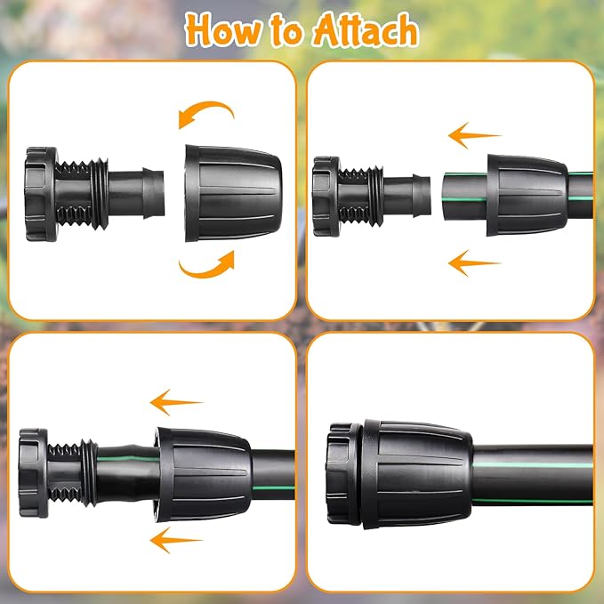 Gardrip Drip Irrigation Fittings for 1/2 Inch Drip Tubing (1/2" ID x 0.65" OD)：1/2'' Drip Line End Caps Anti-drop Locked Nut Barbed Plug Connectors Garden Irrigation System Parts (10 Pack)