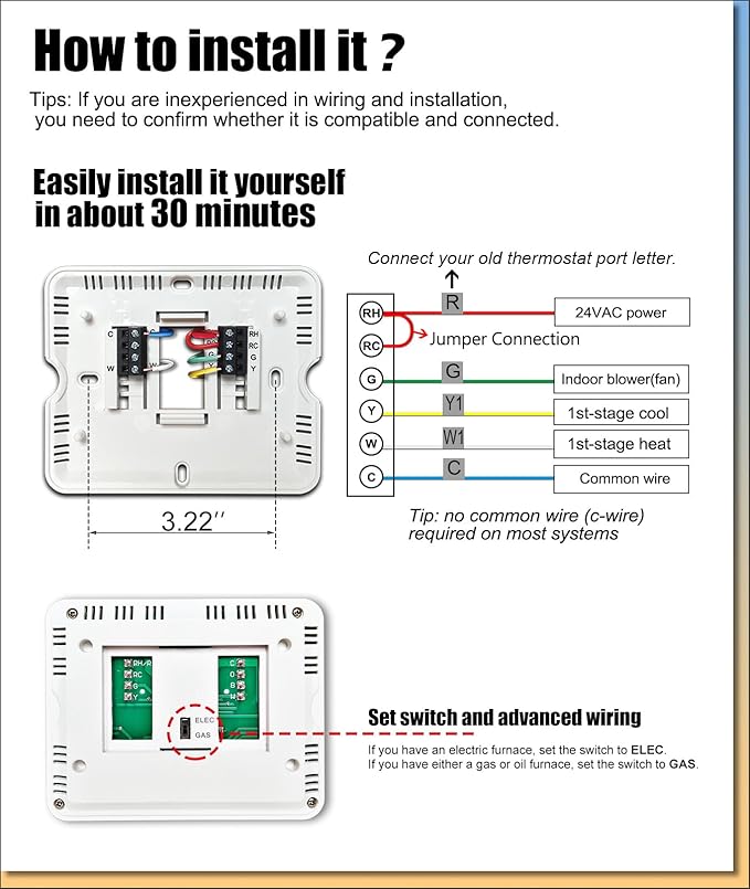 Heagstat Non Programmable Thermostat, Single-Stage 1 Heat 1 Cool, Simple Digital Thermostats for Home