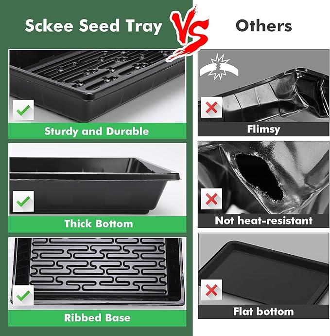 Sckee Upgraded 20 Pack Plant Growing Trays Seed Starting Tray Microgreens Growing Trays Seedling Plant Germination Starter Tray Transplant Fodder Flats, No Holes, No Leakage, Reusable (1017)