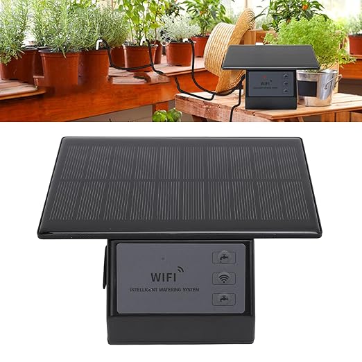 TOPINCN Solar Drip Irrigation Kit, APP Control WiFi Solar Automatic Waterer Kit for House Potted Plants, Automatic Watering System for Plants Flowers Balconies Small Gardens
