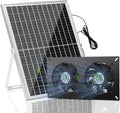 blessny 25W Solar 2 Fan Kit for Outdoor Greenhouse, Solar Powered Vent Exhaust Ventilation Fan for Chicken Coop, Shed Air Circulation, 14.7 Ft Long Cord with IP65 Weatherproof Rate