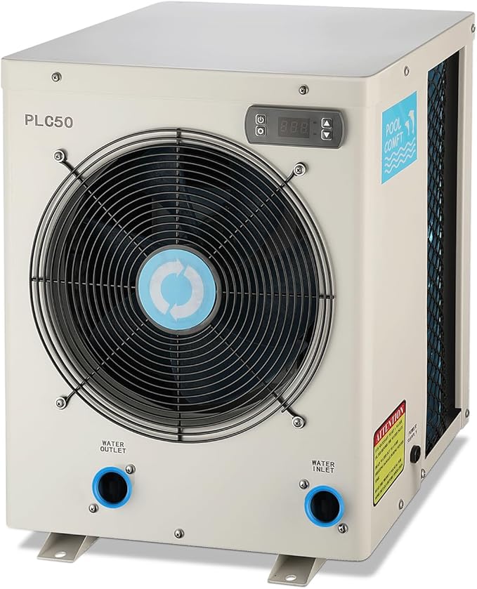 POOLCOMFT 15980 BTU Swimming Pool Heater for Above Ground Pools, Electric Pool Heat Pump up to 5000 Gallons, Ultra-Quiet 30 dB, Fast Heating, 110V