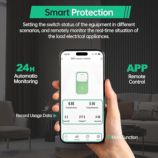 1-32A Smart WiFi Circuit Breaker, 90-300V Wide Voltage, DIN Rail Smart Life/Tuya APP Remote Control, Timer Functions, Overload & Short-Circuit Protection, Compatible for Alexa Google Home