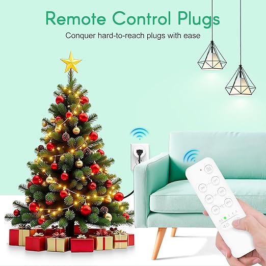 Remote Control Electrical Outlets, Nineleaf Expandable Wireless Outlet Switch with Countdown Timer, 15A/1500W, 500 Ft Range,for Lights, Fans, Christmas Lights, Small Appliance(2 Remotes+3 Plugs)