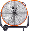 JVO 24 Inch Industrial Floor Drum Fan - 9500 CFM Heavy Duty High Velocity Floor Fan with 8 Blades 3-Speed Big Ass Fan for Warehouse, Garage, Shop, Patios Heavy Duty Shop Fans & Garage Fans for Cooling