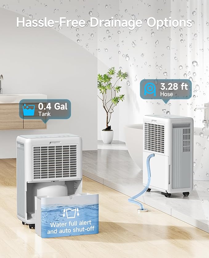 2000 Sq. Ft Dehumidifier for Basement, 30 Pint Dehumidifiers for Home, Bedroom and Bathroom, 3 Modes Dehumidifier with Drain Hose, Smart Humidity Control, 24H Timer, Child Lock (White)
