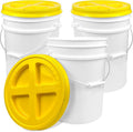 ePackageSupply 5 Gallon Bucket - Food Grade Bucket with Airtight Gamma Seal Screw-On Lid, BPA-Free, Heavy-Duty 90 Mil HDPE Plastic, Bulk Storage, Durable Container, Made in USA, White/Yellow, 3 Packs