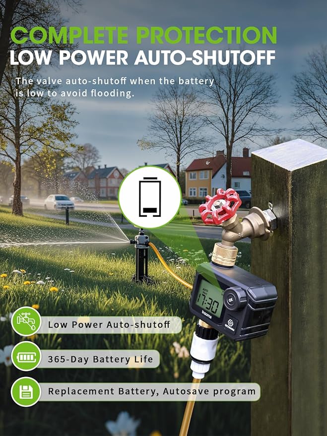Sprinkler Timer for Garden, Programmable Irrigation Hose Timers, Water Timer with Rain Delay/Manual/Automatic Watering System, for Yard, Lawn