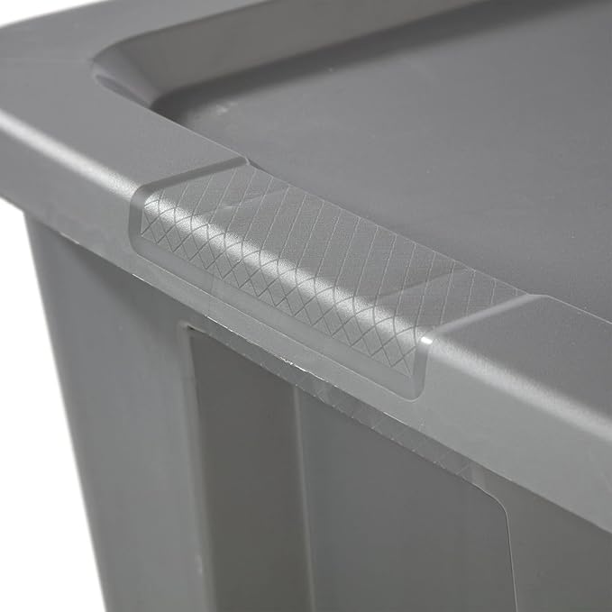 (2 Pack) Extra Large 30 Gallon Storage Bin with Locking Snap-On Lid, Plastic Storage Container, Gray