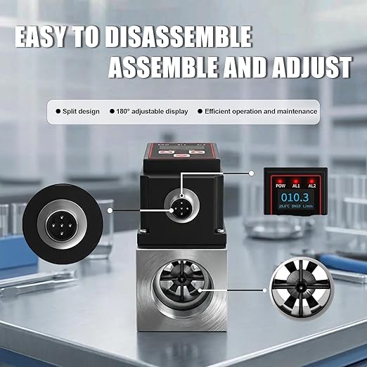 Micro Turbine Flow Meter 4-20mA Flow Transmitter with Temperature Sensor, OLED Display,Stainless Steel Industrial Flow Meter for for Water Industrial Liquids-DN10