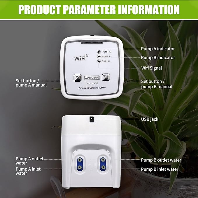 Drip Irrigation Kit, WiFi Automatic Plant Waterer, Automatic Watering System for Potted Plants, Remote Control Plant Watering Device, Automatic Drip Irrigation Kit for Outdoor Garden