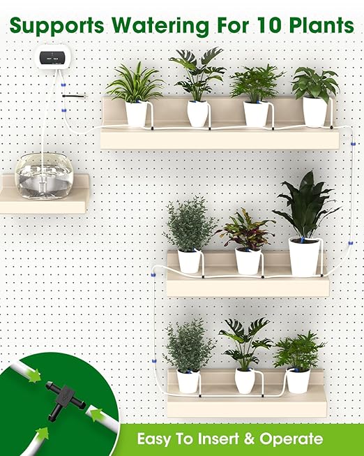 Automatic Watering System for Potted Plants,[Wi-Fi & App Control] Smart Plant Watering Devices for Indoor Outdoor, Automatic Drip Irrigation System Device Kit-USB Charging,Water 10 Plants