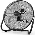 Comfort Zone 18-Inch High-Velocity Industrial Floor Fan, Heavy-Duty 3-Speed Metal Shop Fan with 180° Adjustable Tilt & Carry Handle, Quiet Vibration-Free Cooling for Garage, Workshop, & Home