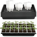 RooTrimmer 5 Pack Heavy Duty 1020 Trays and 40 Pack Clear 4 Cell Seed Starter Trays with Large Drainage Holes, Easy Transplant - for Seed Germination & Plant Propagation (5 Sets)