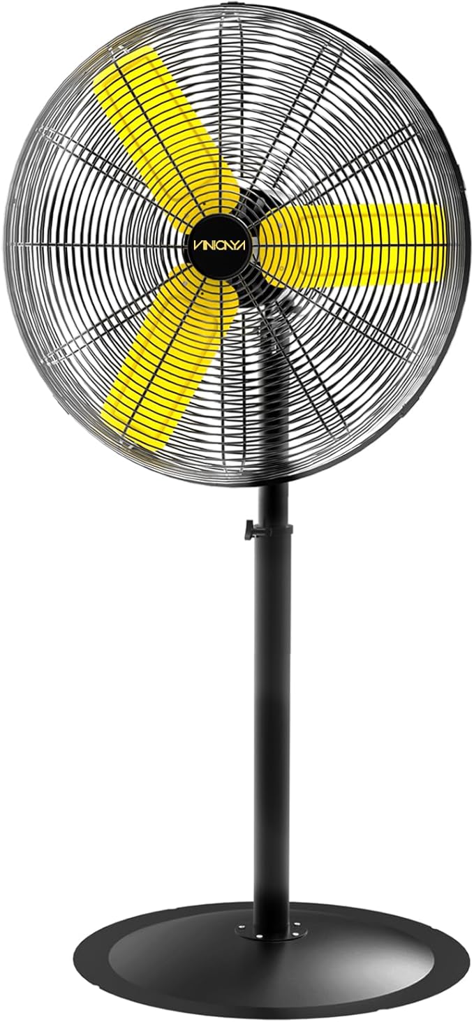 VINICAYA 24 Inch Commercial Industrial Pedestal Fan, 7800 CFM Oscillating Fans on Stand Heavy Duty with 3 Speed, Metal Stand up Fans with Poweful Motor, Commercial, Industrial Use, UL Safety Listed