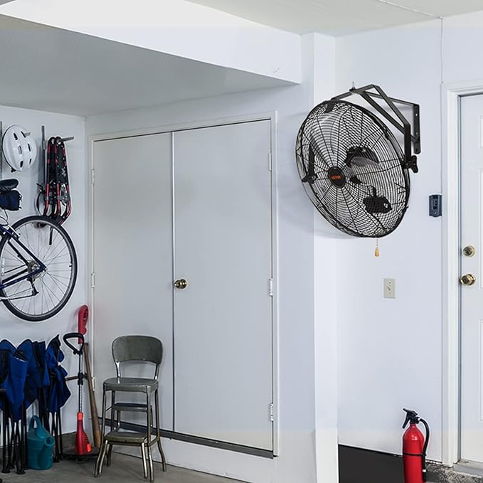 VEVOR 18 Inch Wall Mount Fan, 3-speed IP44 Waterproof Fan, Max. 4150 CFM Wall Mounted for Outdoor, Commercial, Residential, Greenhouse, Workshop, Patio, Black, ETL Listed