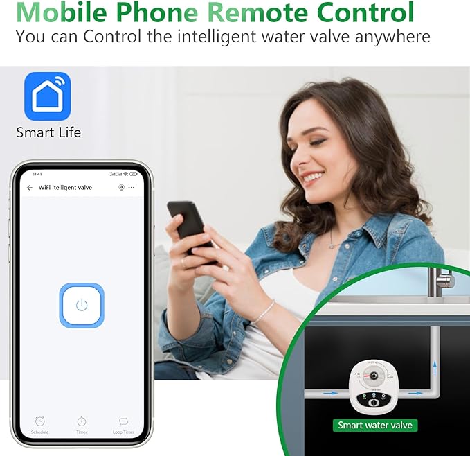 Wengart Smart Wi-Fi Water Valve Shut Off Tool,1/2‘’ Wireless Valve Controller for Water & Gas,eWeLink App,Alexa & Google Assistant,Remote Control & Timer,Emergency Manual Override,2.4GHz Wi-Fi