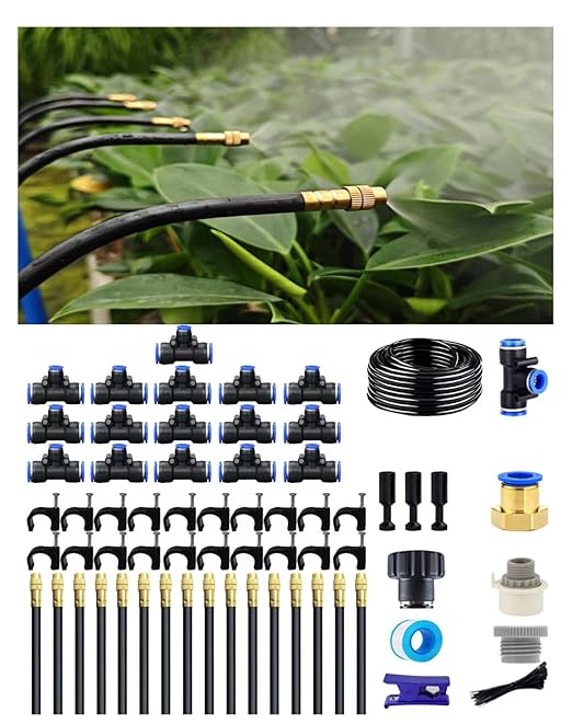 Drip Irrigation System,Automatic Garden Watering System, 360 Degree Adjustable Garden Sprinkler, High Output Mist Spray Nozzle for Potted Plants, Easy Connect & Rotating Head, Customizable Water Flow