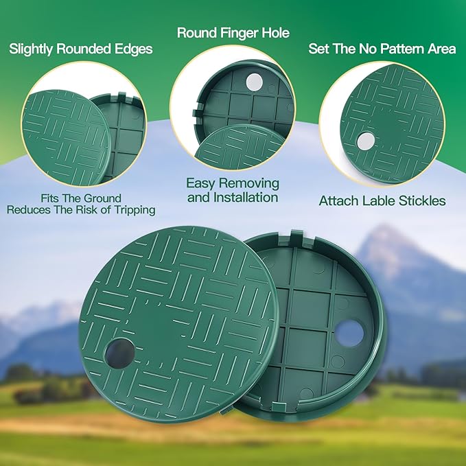 Sprinkler Valve Cover，ID 5.5" OD 6" Sprinkler Irrigation Valve Box,Valve Box Cover Lid for Outdoor Sprinkler Irrigation Control Water System Lawn,Ideal for Irrigation Systems & Landscaping