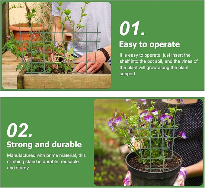 Plant Climbing Support Trellis with 6 Plastic Frames and 10 Leaf Ties Garden Stake for Climbing Vine Plants Indoor and Outdoor