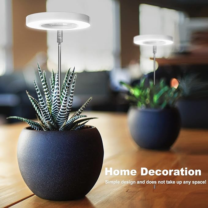LORDEM Grow Light, Full Spectrum LED Plant Light for Indoor Plants, Height Adjustable Growing Lamp with Auto On/Off Timer 4/8/12H, 4 Dimmable Brightness, Ideal Small Pack of 3, Warm White