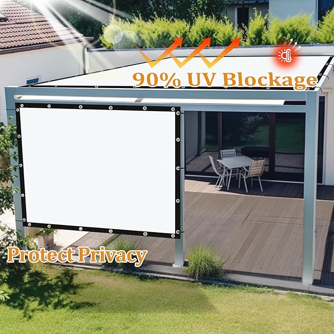 Shade&Beyond Customized Size 6' X 16' Shade Cloth with Grommets, 90% UV Protection UV Protection Mesh Tarp Sun Screens for Patio GN04, White