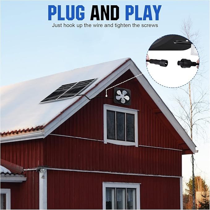 ECO-WORTHY 50W Solar Attic Fan Kit, 50W Foldable Solar Panel and 14" DC Fan with 40W Motor for Roof Vent or Chicken Coop and Greenhouse