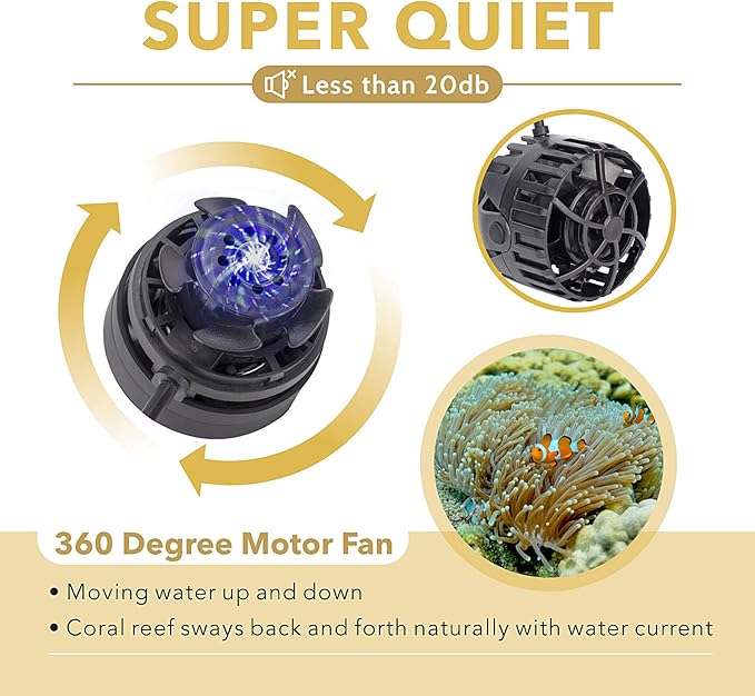 hygger Mini Wave Maker Aquarium Magnetic DC Powerhead with LED Display Controller for Saltwater Tank, 2600 GPH Aquarium Water Circulation Pump 26 to 55 Gallon Black