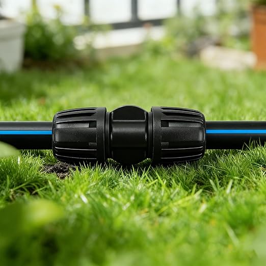12 Pack 1/2 Inch Drip Irrigation Coupling Fittings (1/2" ID x 0.6-0.65" OD), 1/2'' Dripline Barbed Coupler Connectors with Anti-Drop Lock Nuts for Garden Lawn Irrigation System Connection
