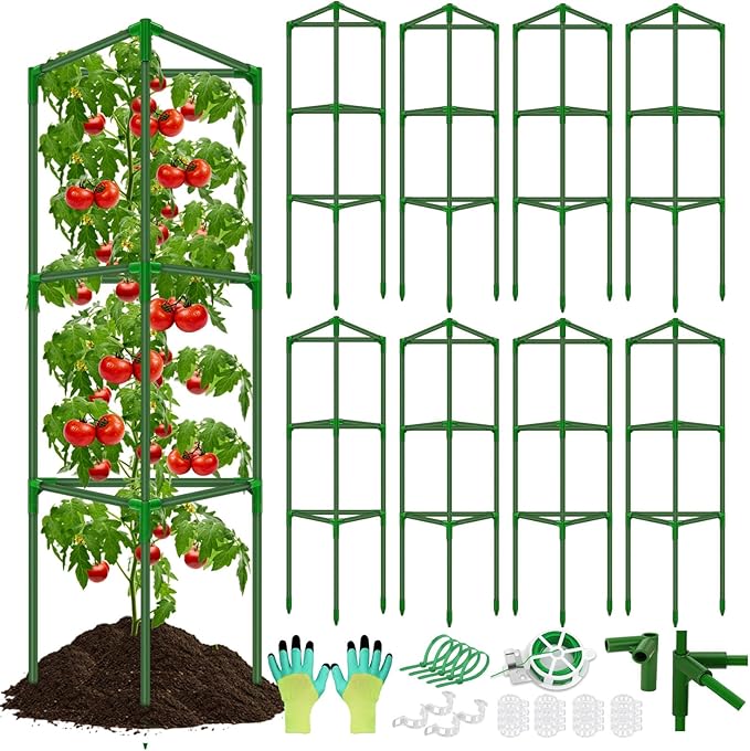 8 Pack Tomato Cages for Garden, Tomato Cage Trellis, Garden Cage Heavy Duty Tomato Stake Support, Gardens Stakes Plant Cage for Pots Plants Vegetables