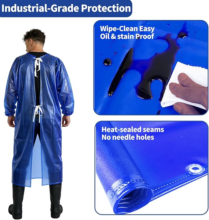 SUJAN Apron with Sleeves Splash Suit Waterproof Smock Chemical Resistant Safety Aprons Coverall