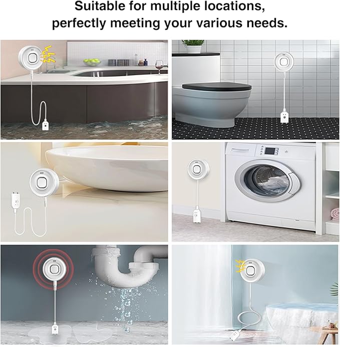 WiFi Water Leak Detector for Home & Basement – 100dB Alarm, Tuya APP Alerts, Compatible with Alexa, 2.4G WiFi (No Hub Required)