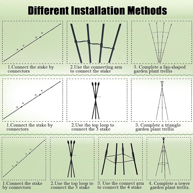 Garden Trellis for Climbing Plants Outdoor & Indoor, 47in Plant Trellis for Vines, Flowers,Tomato cage 3 Shapes Rustproof Plant Support Trellis for Potted Plants,Rose, Cucumber, Pea, Tomato