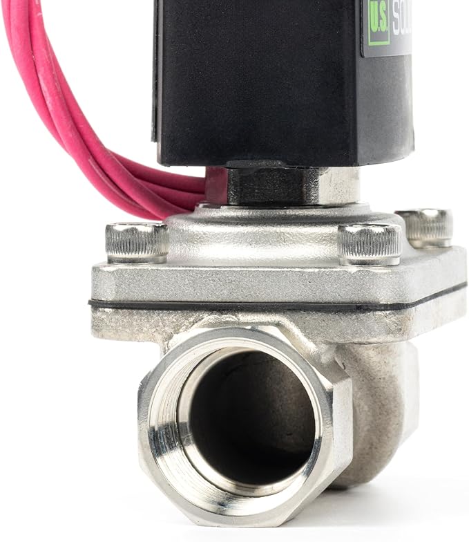 U.S. Solid 3/4" Stainless Steel Solenoid Valve - 110V AC Normally Closed (N.C.) Electric Valve, Semi-Direct Lift, Viton Seal, 145 PSI (10 Bar), IP65 Waterproof for Fuel, Gas & High-Temp Liquids