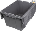Akro-Mils 39120 Industrial Lidded Plastic Storage Container, Nesting and Stackable Plastic Storage Box with Lid Attached, Organization Tote for Garage and Warehouse, 21.5"x15.25"x12.5", Gray (6-Pack)