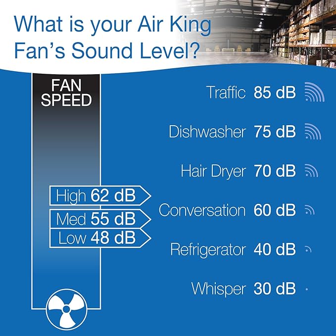 Air King 9220 20-Inch Industrial Grade High Velocity Pivoting Floor Fan, 20 Inches, Black