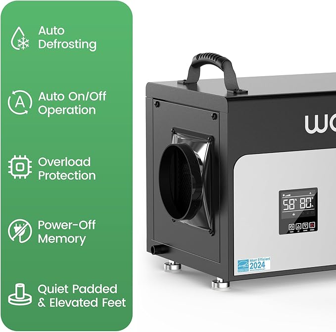 Waykar 130 Pints Energy Star Most Efficient Commercial Dehumidifier with Pump and Drain Hose for Crawl Spaces, Basements, Ducted Industrial Use, and Water Damage Unit - 5-Year Quality Coverage
