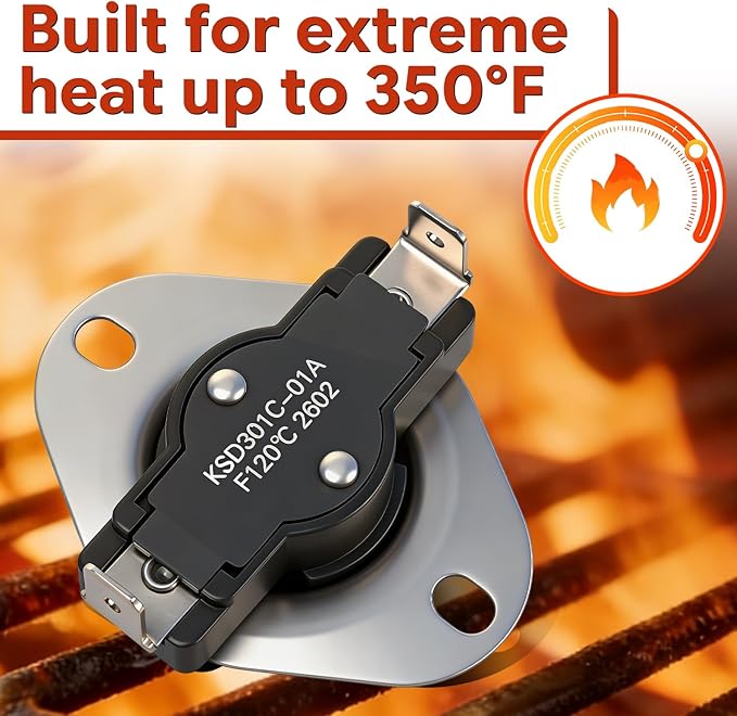 Snap Disc Thermostat Switch 120°F On 105°F Off Compatible with Fireplace Blower Fan Wood Stove Temp Sensor Furnaces RV Refrigerator Cooling Fan Thermal Control
