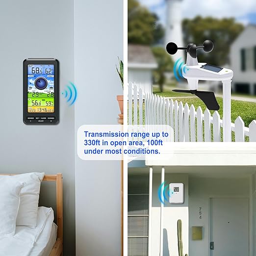 Urageuxy Weather Station Wireless Indoor Outdoor with Remote Sensor, Home Weather Station with Wind Speed/Direction, Indoor/Outdoor Thermometer and Hygrometer for Home, Yard (No WiFi)